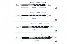 Carbide Tip Drill Bit Set 5 Pcs Ceramic Drill Bit